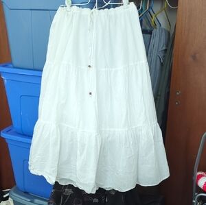 White Tiered Midi Skirt for Resort Wear